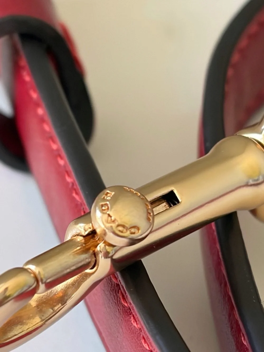 Coach Red Leather Crossbody Strap with Gold Hardware